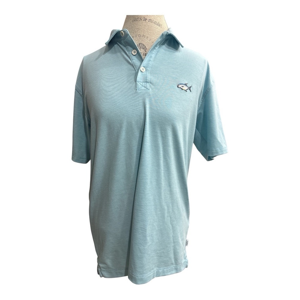 D.Stewart x Orvis Men's Polo Shirt, Light Blue, Size Med, Short Sleeve, Stretch